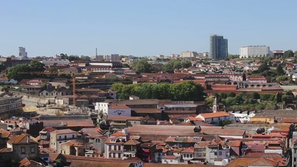 Top view of the Douro River and the Don Luis Bridge, in the city of Porto.