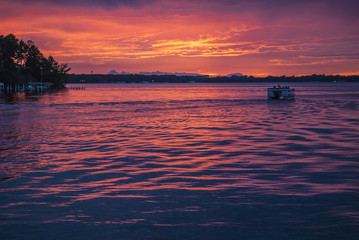 Fototapeta na wymiar Lake Okoboji at Sunset with Stormy Skies