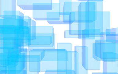 Blue and white abstract digital and technology background. The pattern with repeating rectangles. 3D illustration