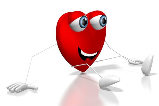 3D heart cartoon character