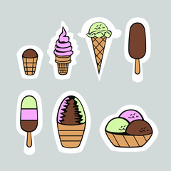 vector food dessert ice cream pistachio raspberries chocolate