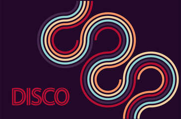 Disco party background vector. 70s inspired poster.