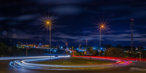 traffic in city at night