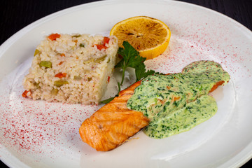 Delicious fried salmon