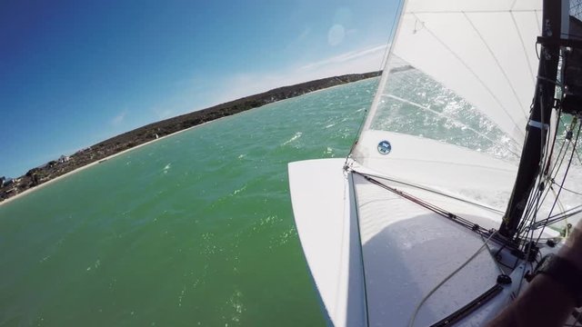 Person wind surfs in Africa, POV