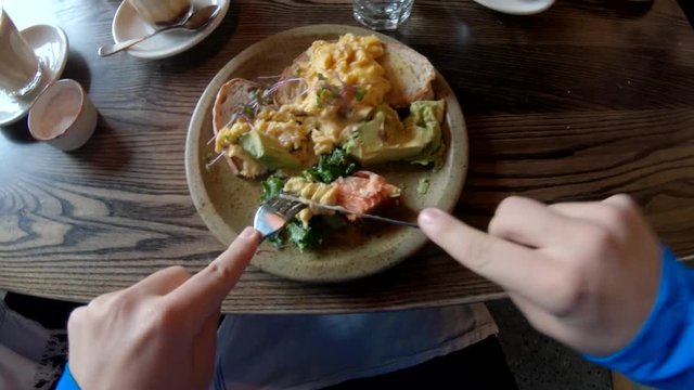 Close up, eating fish in Queenstown