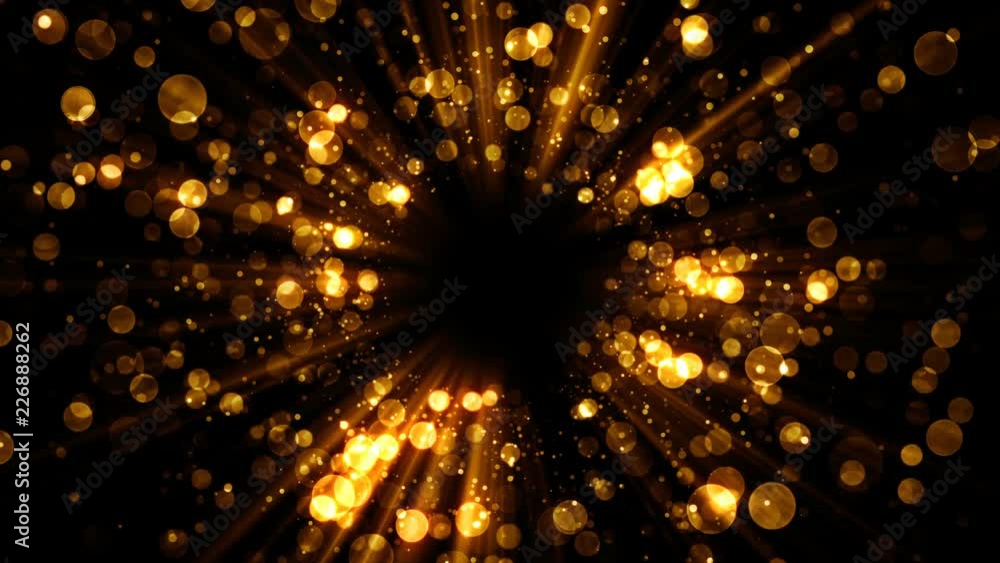Poster golden vortex abstract background with lights and gliter particle for holiday celebration. glamour b