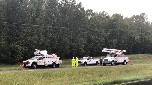 Electrical power units on the road during Hurricane Florence
