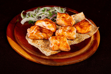 Salmon kebab shashlik