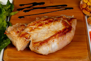 Grilled pork steak