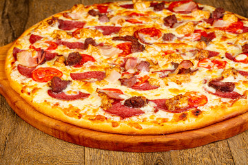Pizza with sausages
