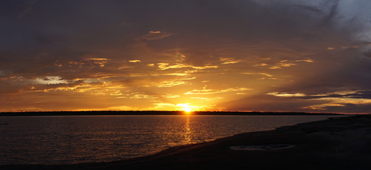 Sunset over the Amazonas River near Mocagua, Colombia