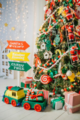 Christmas decorations garland tree home interior