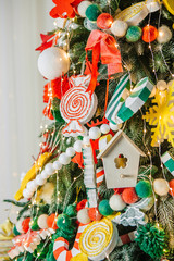 Christmas decorations garland tree home interior
