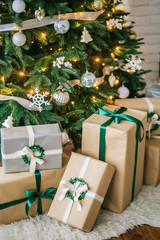 Christmas decorations garland tree home interior