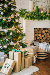 Christmas decorations garland tree home interior