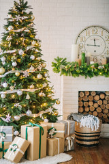 Christmas decorations garland tree home interior