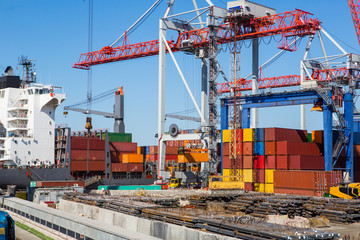 industrial port with containers