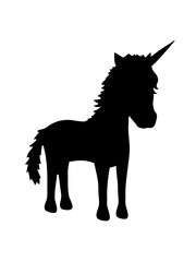 silhouette umriss schatten glücklich stehend einhorn pferd horn unicorn fabelwesen pony reiten gesicht kopf mädchen comic cartoon clipart