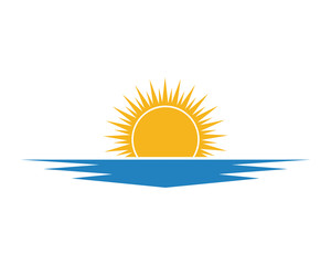 Sunset And Sunrise on the Beach Sign Symbol Company Logo Vector