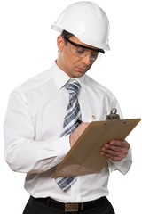 Male Construction Engineer Using Clipboard - Isolated
