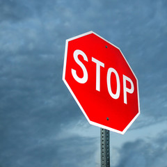 Stop Sign Against a Blue Sky