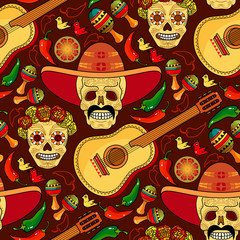 Day of the Dead seamless pattern. Vector illustration.