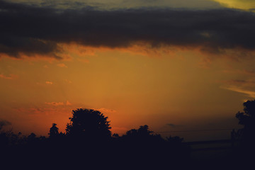 sunset with beautiful clouds in yogyakarta
