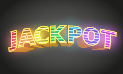 Jackpot sign with on dark background. Casino concept.