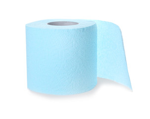 Roll of toilet paper on white background. Personal hygiene