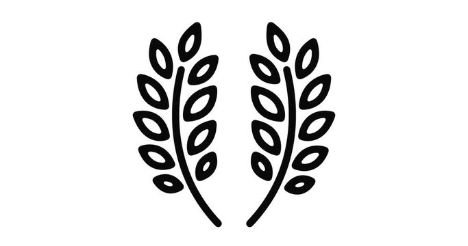 Laurel wreath line icon motion graphic animation with alpha channel.