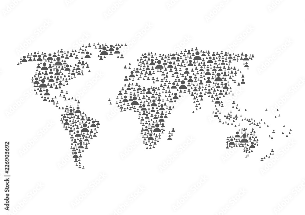Poster global network connection of plenty communication people. world map point of connection technologies