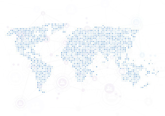 Global digital network connection. World map point and line composition concept of global business. Vector Illustration