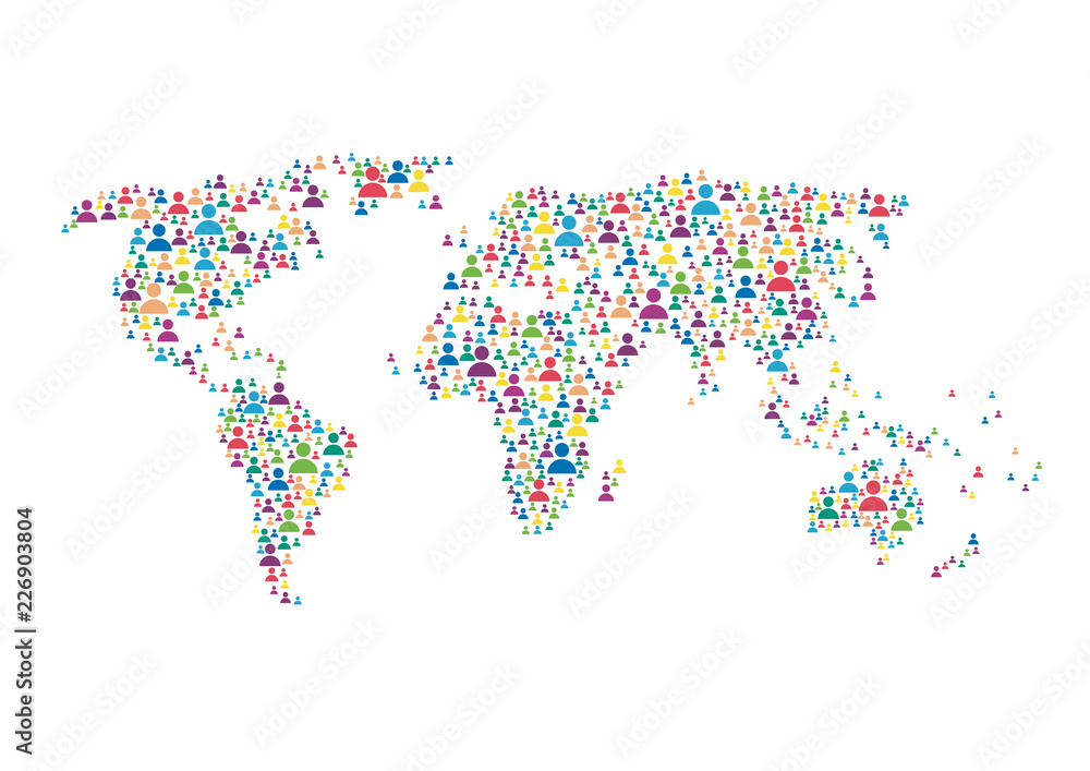 Poster global network connection of plenty communication people colorful. world map point of connection tec