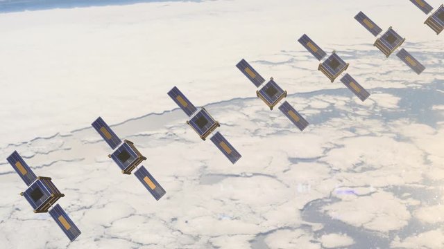 Satellite or smallsats in constellation orbating for remote global communication