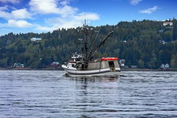 Commercial Fishing Boat with Orange Flaots