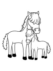 kind baby mama papa familie junges fohlen süß niedlich klein cool reiterin liebe glücklich stute hengst pferd pony reiten gesicht kopf mädchen comic cartoon clipart © Style-o-Mat-Design