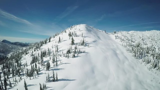 Canadian mountains in winter, aerial