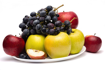 fresh fruit basket on white background