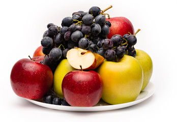 fresh fruit basket on white background