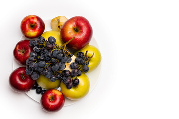 fresh fruit basket on white background