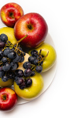fresh fruit basket on white background