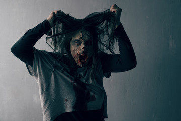 dead woman zombie. horror halloween concept
