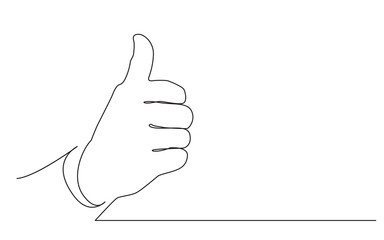 continuous line drawing of thumb up hand gesture