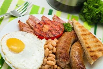 English Breakfast on the Plate - Close Up