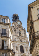 Fototapeta premium Street view on the beautiful saint Croix church in Nantes city in France