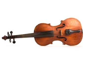 Front View of a Violin, Isolated on White
