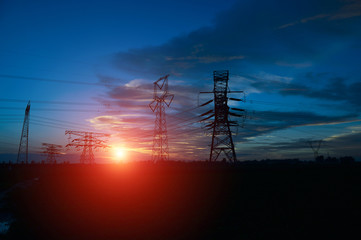Naklejka premium The power supply facilities of contour in the evening