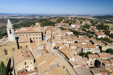 Fototapeta na wymiar Aerial view of pienza a lovely country in Val d'Orcia 