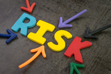 Business or investment risk, result in uncertainty, unpredictable situation concept, colorful...